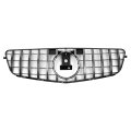 Front Upper Hood Bumper Grille For Mercedes-benz C180 2011-2014 Kidney Grill Black Chrome Silver Tone 
