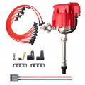 Mas Racing Hei Distributor Spark Plug Wires Free Pigtail Wire Harness Combo Kit Red Cap Replacement For Chevy 283 302 307 327
