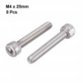 Uxcell 8 Pcs 0 7mm Pitch M4 X 25mm Thread Hex Socket Head Cap Screws