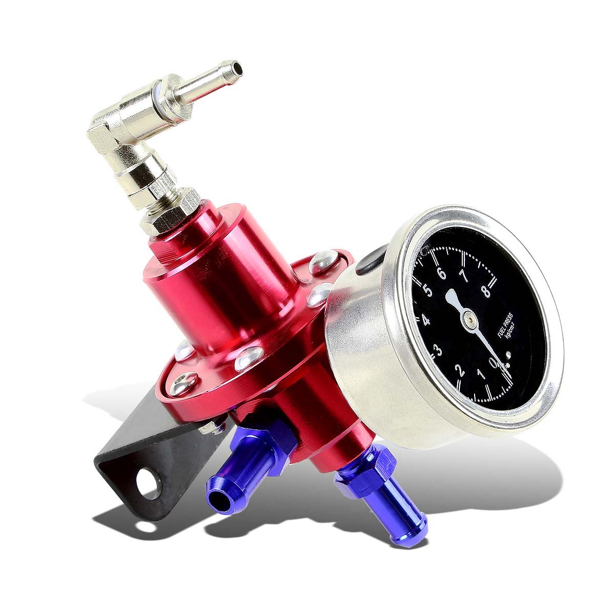 160psi Fuel Pressure Regulator Oil Filled Gauge Inline Petrol Filter Red