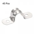 Uxcell 12mm 0 5 Rigid Pipe Strap 2 Holes Tube Straps 201 Stainless Steel Tension Clip Clamp 45pcs