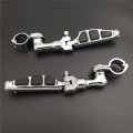 Smt Motorcycle Chrome Short Angled Adjustable Peg Mounting Kit Flat End Footrest Foot Pegs For V-star Roadstar Suzuki Boulevard