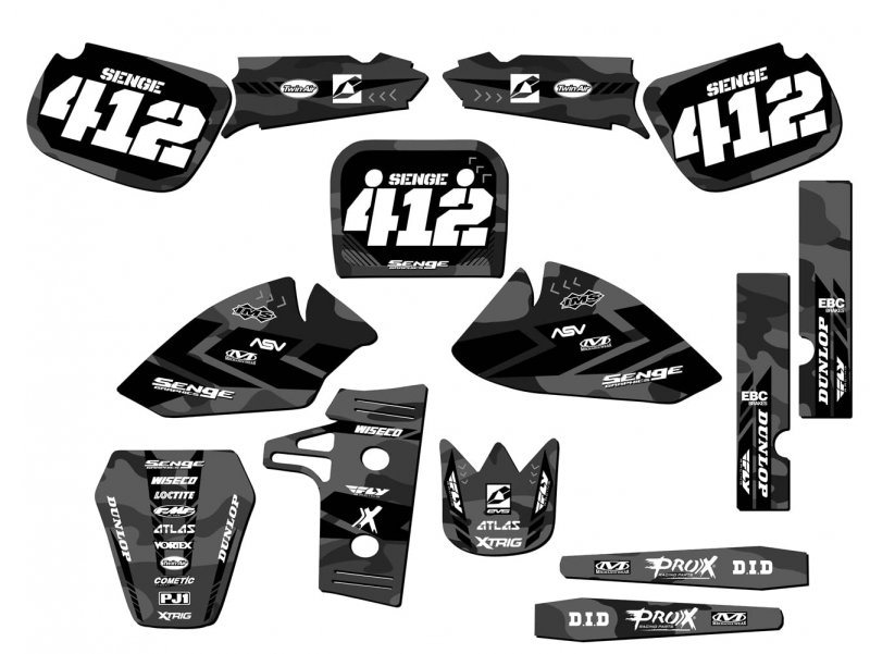 1985-2004 Kx 60 Apache Grey Senge Graphics Complete Kit With Rider I D For Kawasaki