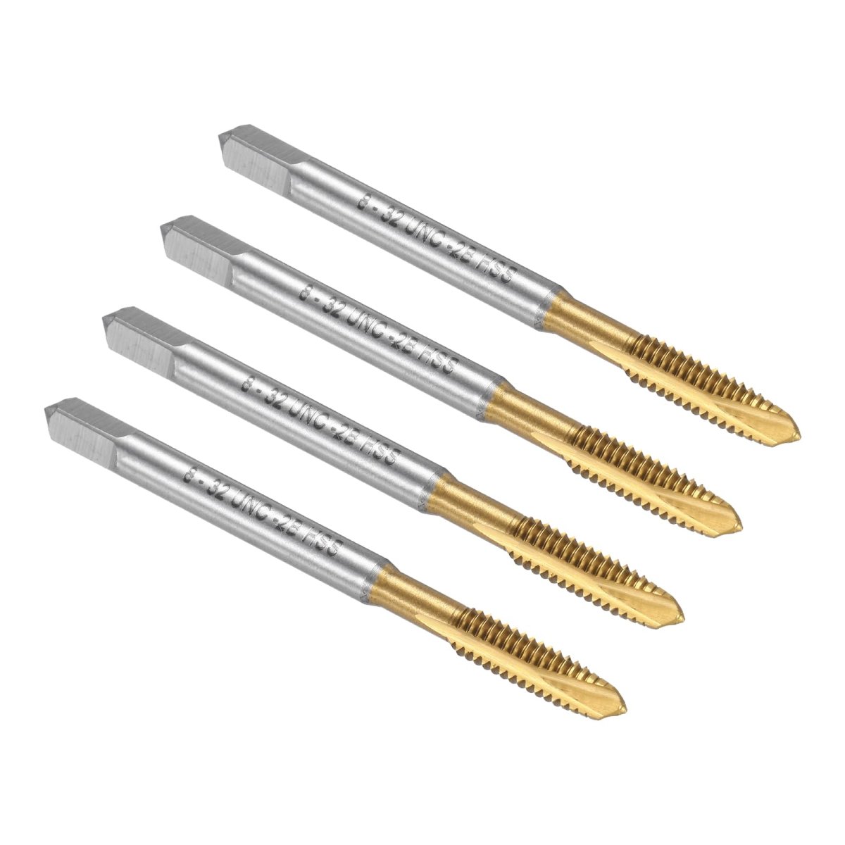 Spiral Point Plug Threading Tap 8-32 Unc Ground Threads H2 High Speed Steel 6542 Titanium Coated Screw Taps Tapping Bit For