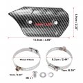 X Autohaux 1 Set Universal Motorcycle Atv 4 69 Carbon Fiber Pattern Black Exhaust Muffler Pipe Heat Shield Cover Guard
