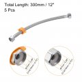 Uxcell Faucet Supply Line Connector 5pcs G1 2 Female X 12 Inch Long Braided 304 Stainless Steel Water Hose Silver Tone