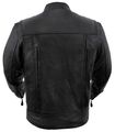 True Element Mens Vented Scooter Collar Leather Motorcycle Jacket With 2 Utility Storage Pockets Black Small 