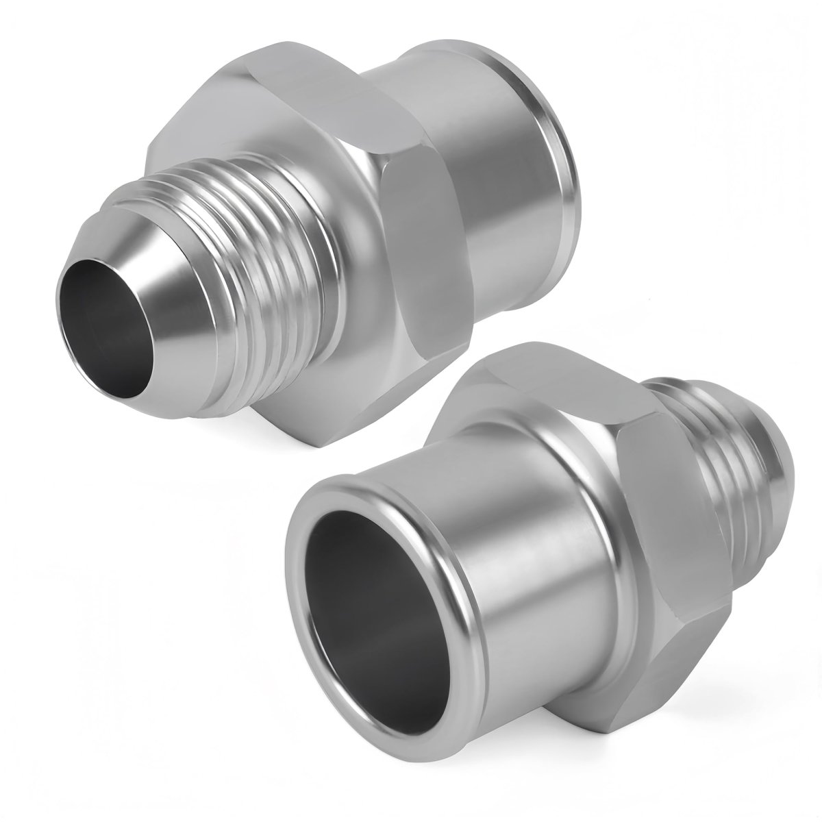 Pair 10an Sbc Valve Cover Adapter Aluminum Fittings For Push In Grommet Silver Billet Connectors 1 22 Diameter Hole 2 Pieces
