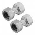 Uxcell Pipe Fitting Union G1 2 Female Thread Straight Hose Connector Adapter Nickel-plated Copper 2pcs