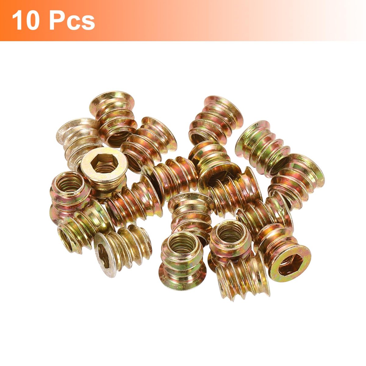 Wood Furniture M5x10mm Threaded Insert Nuts Interface Hex Socket Drive 10pcs