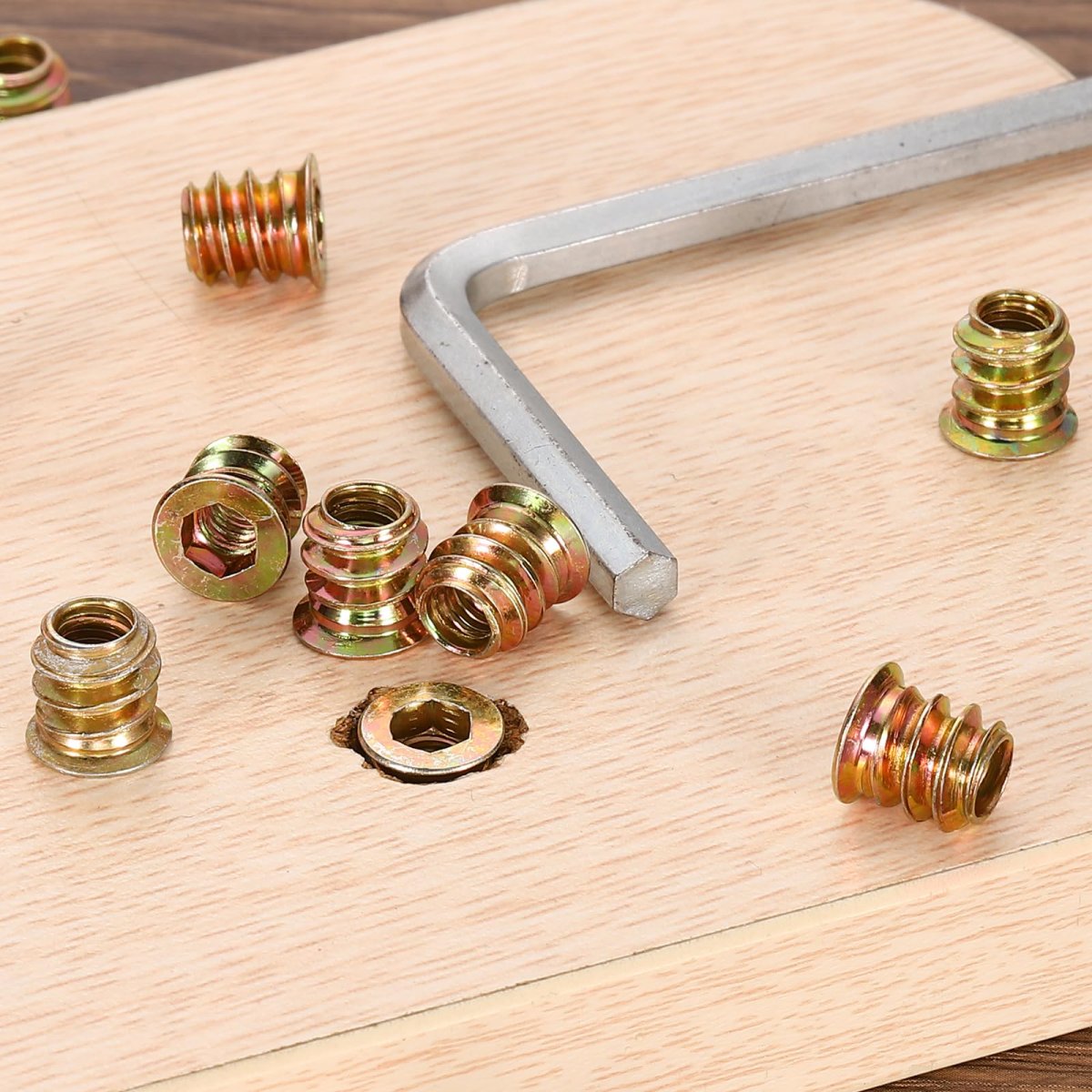 Wood Furniture M5x10mm Threaded Insert Nuts Interface Hex Socket Drive 10pcs