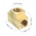 Uxcell Brass Hose Fitting Tee 1 2 Npt Female Thread 3 Way Pipe Connector Adapter