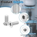 M6-1 X 16mm Flat Head Torx Anti Theft Machine Screws 10 Pcs 304 Stainless Steel Drive Countersunk Full Thread Silver