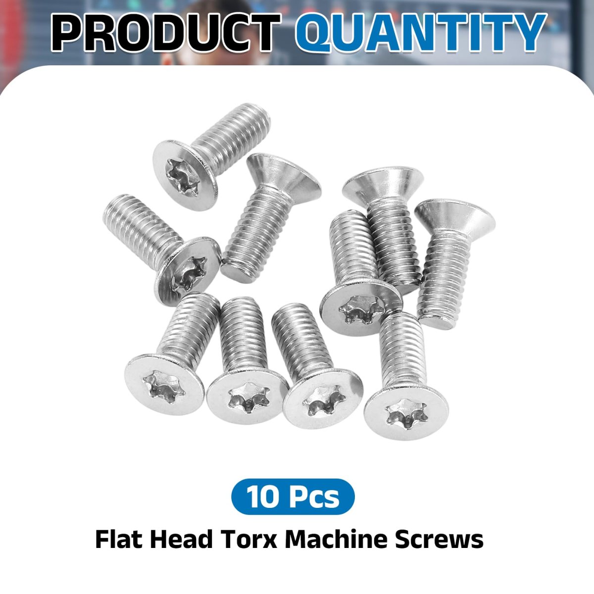 M6-1 X 16mm Flat Head Torx Anti Theft Machine Screws 10 Pcs 304 Stainless Steel Drive Countersunk Full Thread Silver