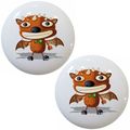 2 Monster Bat Ceramic Cabinet Drawer Knobs