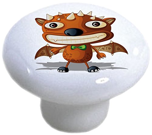 2 Monster Bat Ceramic Cabinet Drawer Knobs