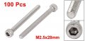Uxcell 30mm Long M2 5x28mm Stainless Steel Hex Socket Head Cap Screws 100pcs