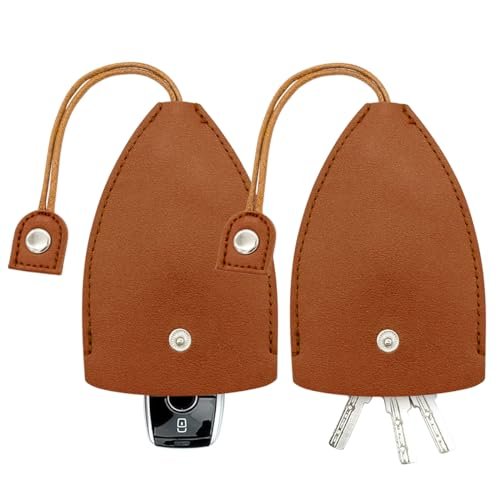 Belomi 2 Pcs Car Key Case Pu Leather Pull-outchain Bags Large-capacity Sleeve Portable Storage Bag Protective Key Pouch For