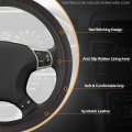 14 1 2 To 15 Inches Microfiber Leather Steering Wheel Cover Red Stitching Car Protector Anti-slip Inner Rubber Lining Universal