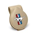 Ford Mustang Tri-bar Logo Beige Leather Magnetic Sunglass Holder Car Sun Visor Mount Clip Official Licensed 