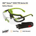 3m Solus 1000 Series S1201sgaf-tkt Grn Blk Scotchgard Anti-fog Coating Clear Af-as Lens Tpe Strap