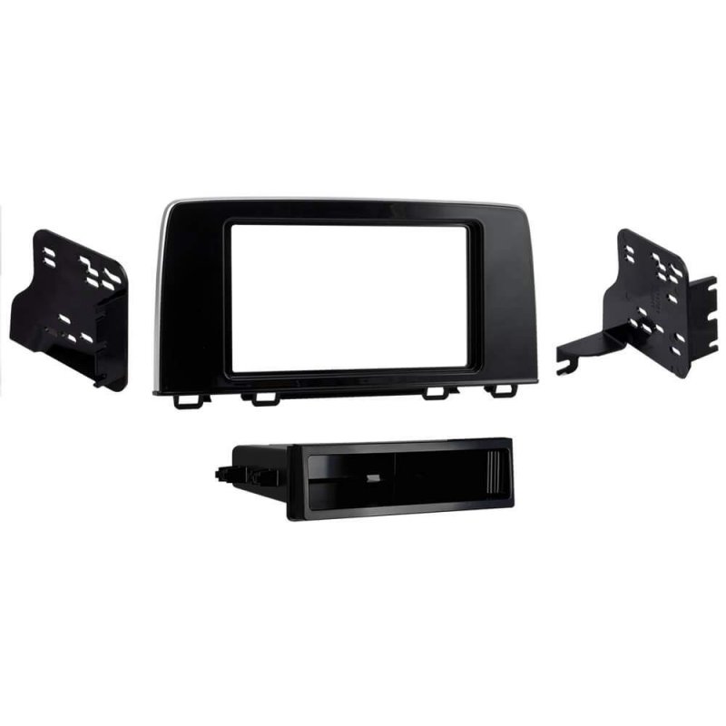 Single Din Dash Kit For Honda Crv 2017 2022 Black High Gloss Finish With Storage Pocket And Mounting Brackets Model 99-7817hg