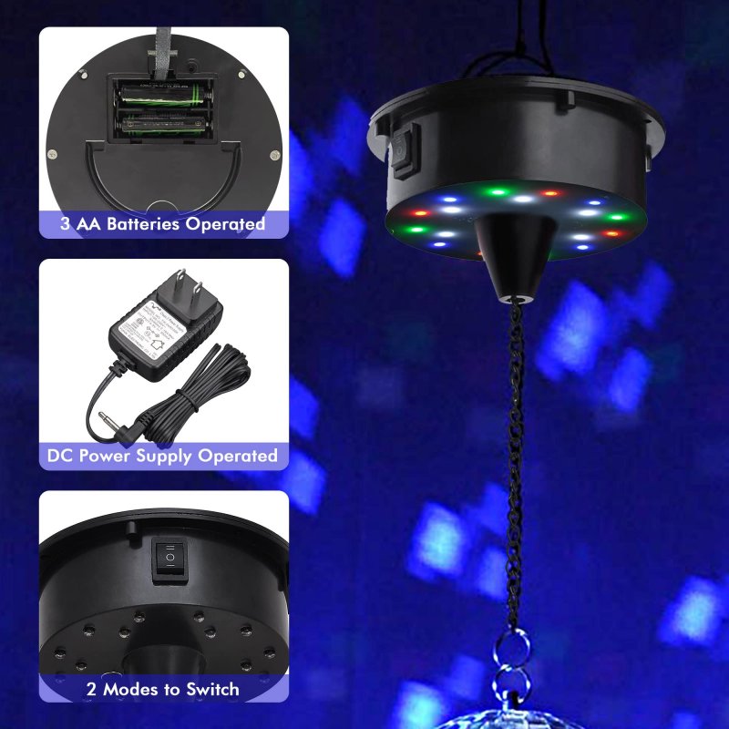 Yescom 12 Mirror Disco Ball W Rotating Motor 3w 3 Blue Led Pinspot Spot Light Kit Home Party Club Lighting