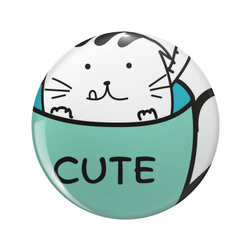 Cute Cat Coffee Cup Double Sided Stainless Steel Keychain 3d Resin Encased Round Design For Keys Backpack And Handbag 1 25 In