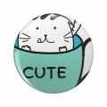 Cute Cat Coffee Cup Double Sided Stainless Steel Keychain 3d Resin Encased Round Design For Keys Backpack And Handbag 1 25 In