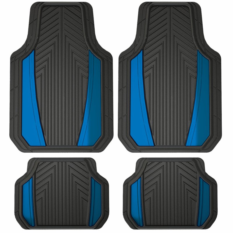 4 Piece Anodized Sport Floor Mats All Weather Trim To Fit Full Coverage Season For Cars Trucks And Suvs Black Blue 80124adc
