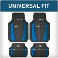 4 Piece Anodized Sport Floor Mats All Weather Trim To Fit Full Coverage Season For Cars Trucks And Suvs Black Blue 80124adc