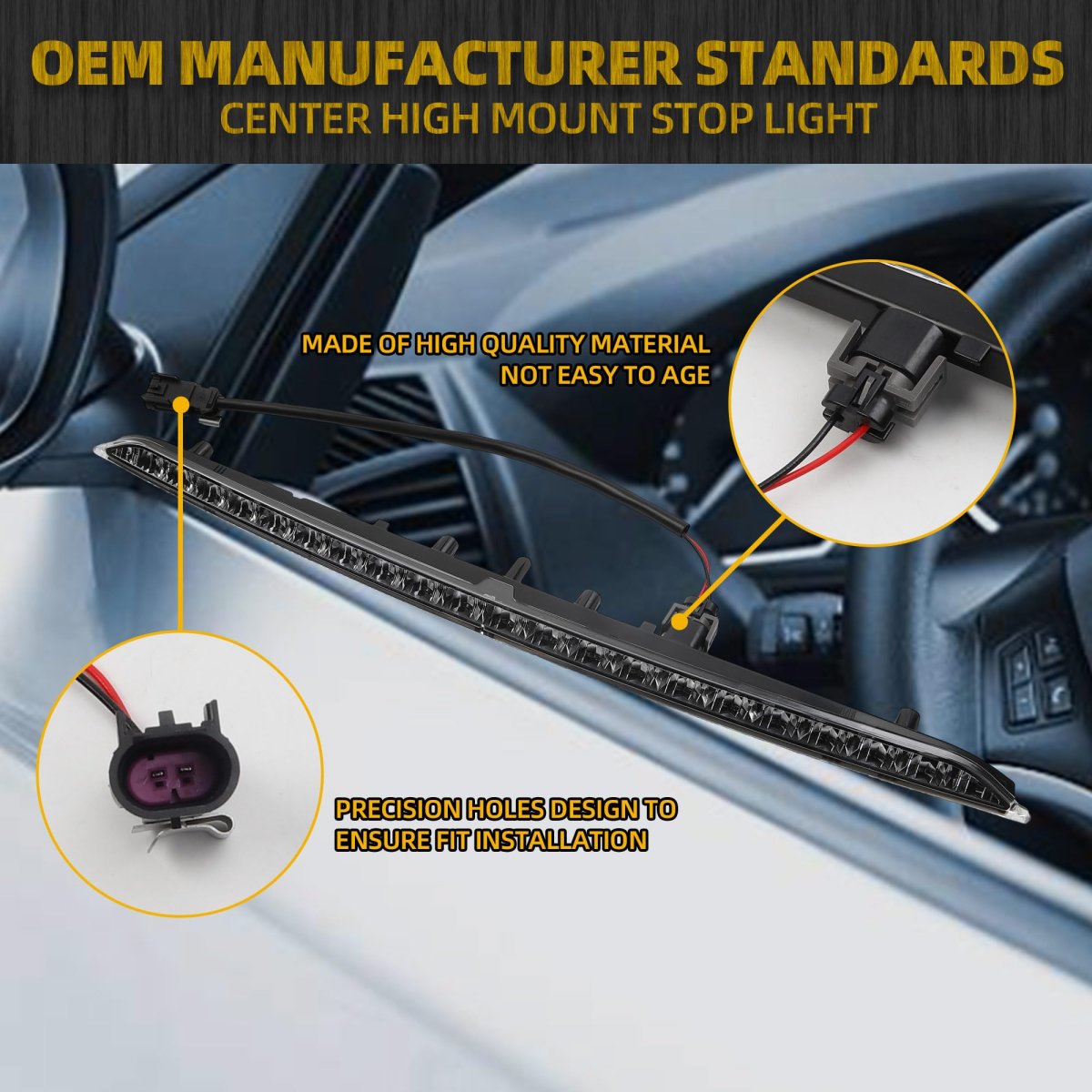Led Center High Mount Stop Light For Ford Edge 2015-2020 Replaces 923-133 Ft4z13a613a Third 3rd Brake