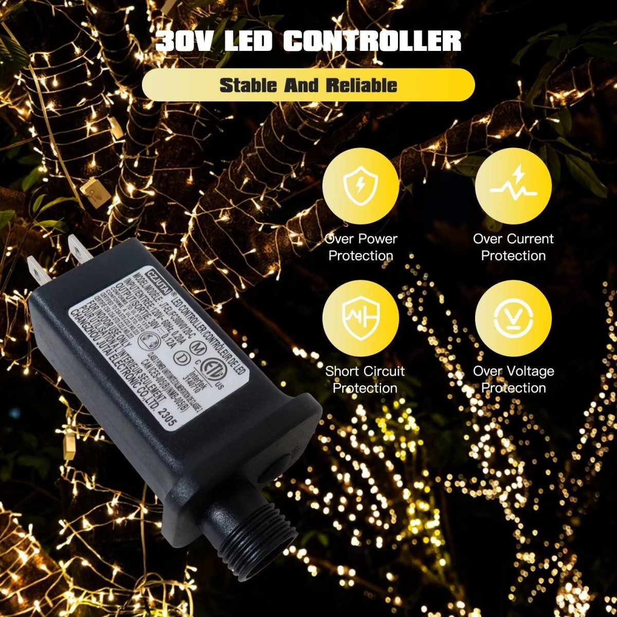 Led Transformer Class 2 Power Supply With Timer For Outdoor String Lights 30v 3 6w 0 12a Ip44 Weather Resistant 8 Lighting