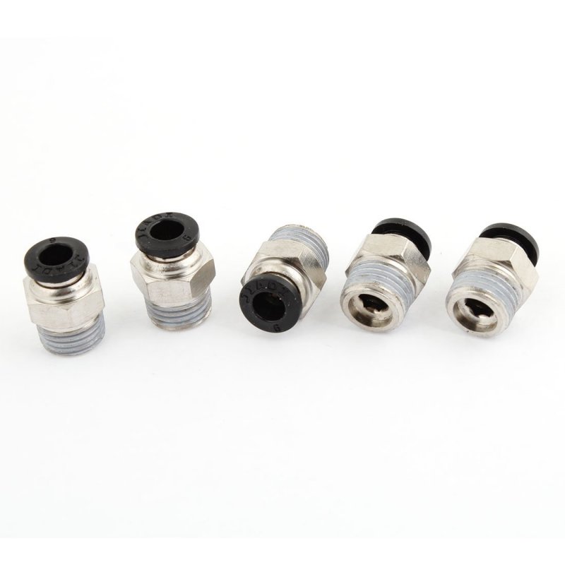 5pcs 1 4 Pt Thread 6mm Pneumatic One Touch Push In Joint Fittings