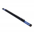 Abn Blue Aluminum Sae Standard 3 8in Drive Socket Holder A Rail And Clips Tool Organizer