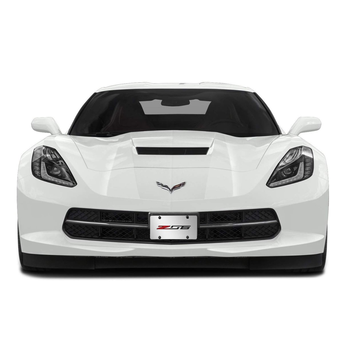 Chevrolet 2014 Corvette C7 Z06 Mirror Chrome Metal License Plate Official Licensed Stainless Steel 12 In X 6 Size Black Finish