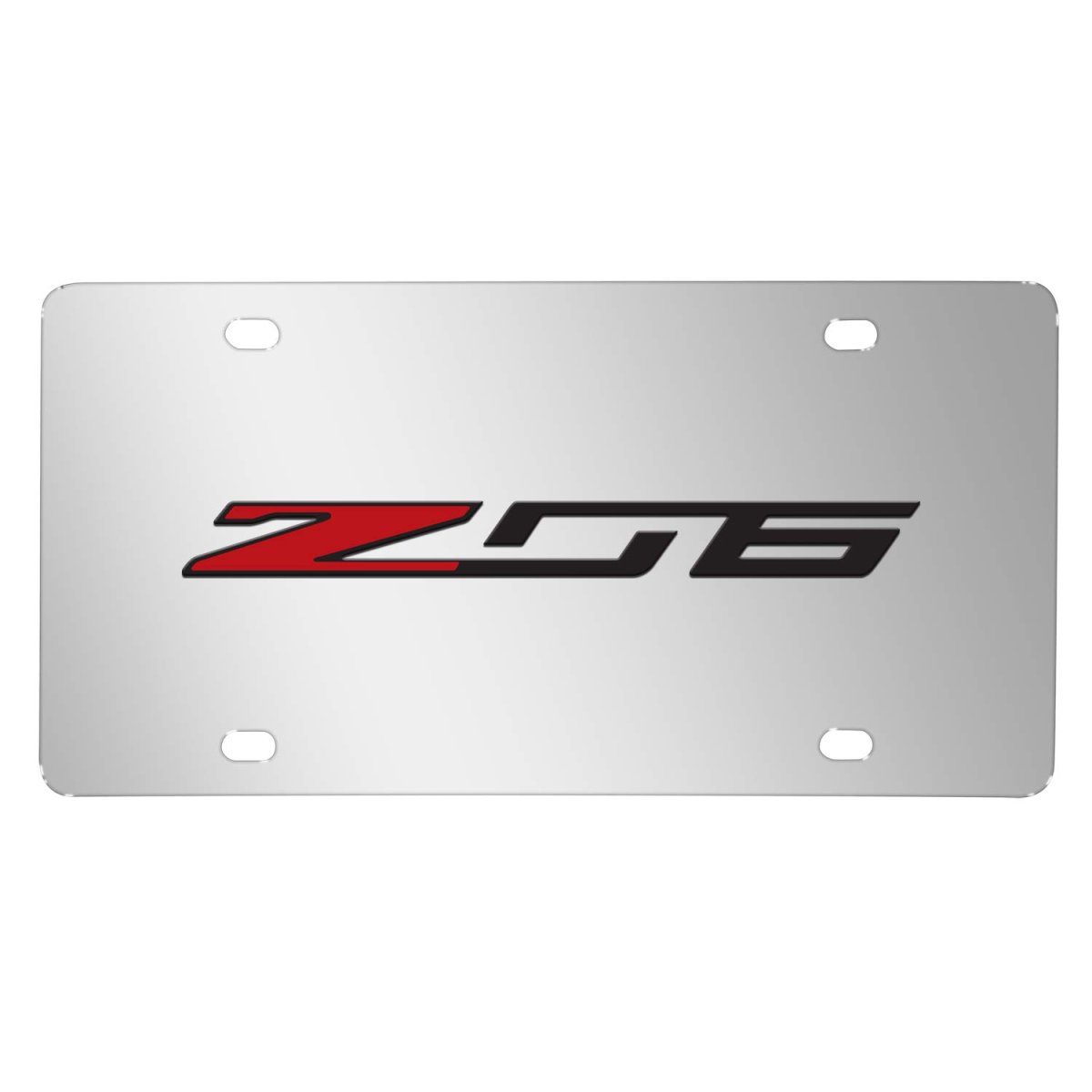 Chevrolet 2014 Corvette C7 Z06 Mirror Chrome Metal License Plate Official Licensed Stainless Steel 12 In X 6 Size Black Finish