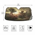 Vintage Giant Dinosaur Destroys The Park Auto Car Front Sunshade Windshield Automobile Window Foldable Visor Vehicle Blocker Uv