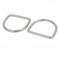 Uxcell 40mmx37mmx4mm 304 Stainless Steel Thickening Welded D Ring Silver Tone 2pcs