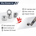 1 2-13 Nylon Insert Hex Lock Nuts 304 Stainless Steel Bright Finish 10 Pieces Grade 18 8 Corrosion Resistant Fasteners