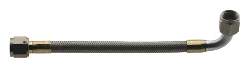383012 Brake Hose Assembly -8 An Straight X 90 Degrees Ptfe Stainless Braided With Aluminum Nuts 12 In Long
