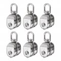 Uxcell 6pcs M15 Double Pulley Block Stainless Steel Swivel Rigging Lifting Wheel Fixed Crane Hanging Wire Towing Rope Cable