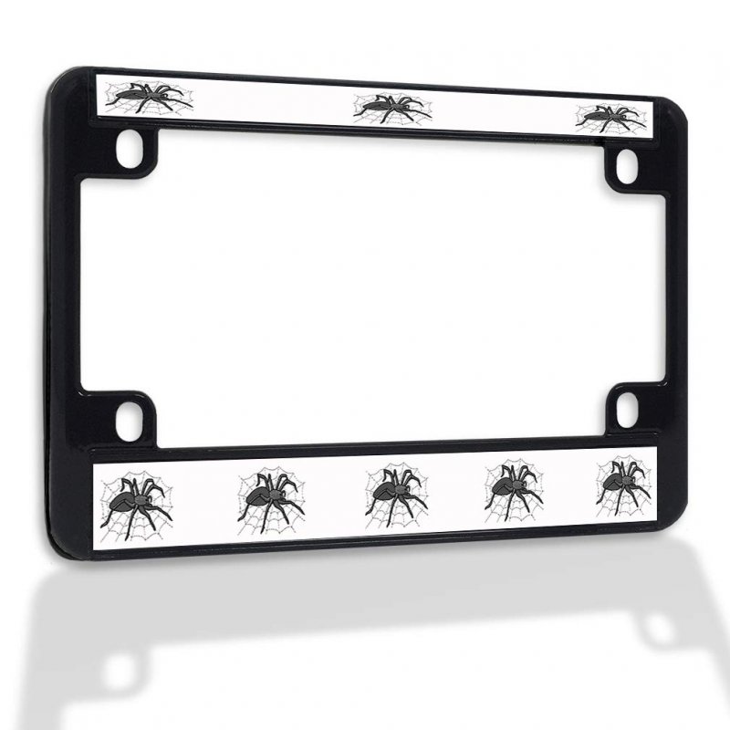 Fastasticdeals Metal Insert Bike License Plate Frame Spider Weatherproof Motorcycle Accessories Black 4 Holes Solid