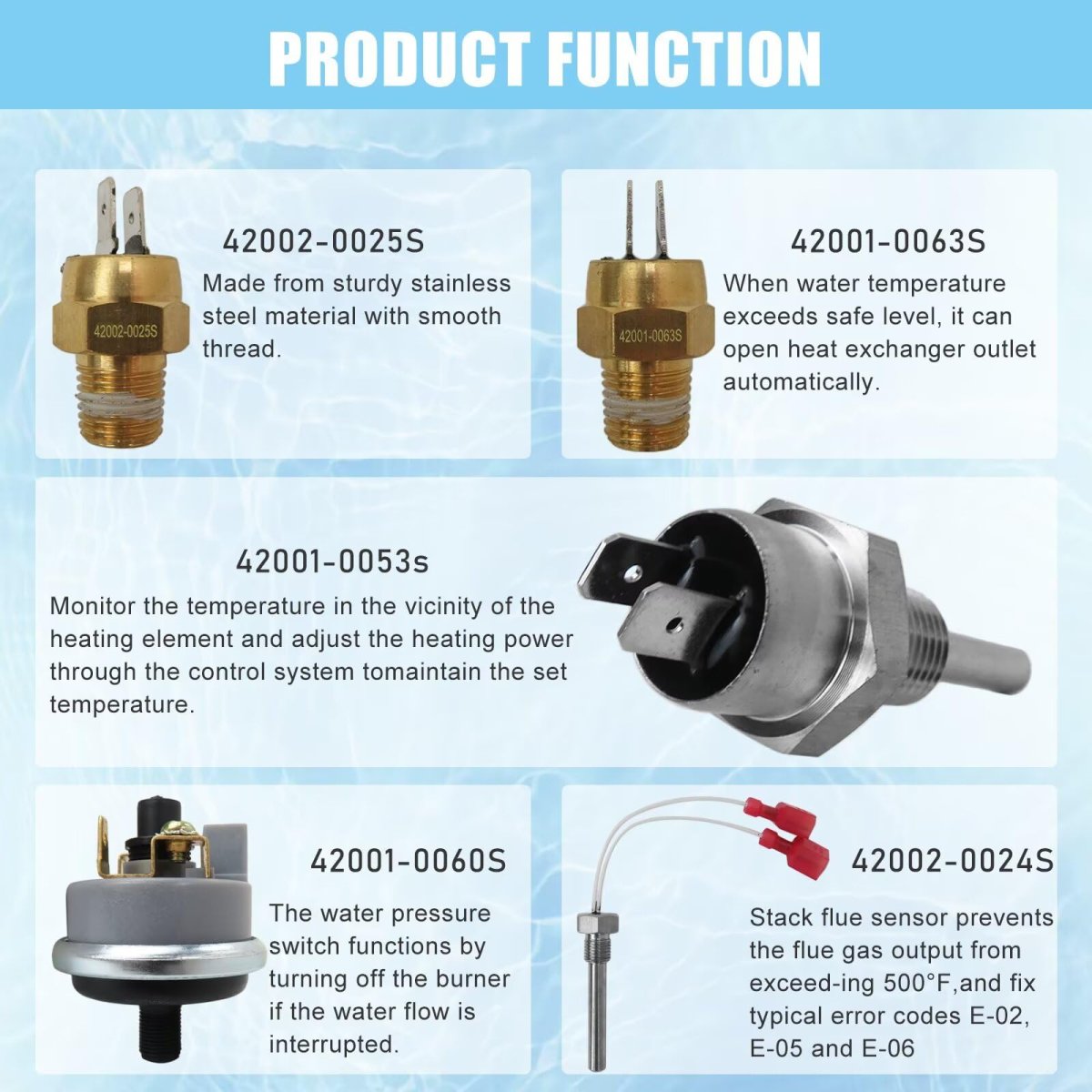 Pool Heater Repair Kit Includes Stack Flue Sensor Thermistor Switch Fit For Pentair Mastertemp Max-e-therm Heaters