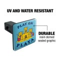 Play On Playa Player Sandcastle Funny Tow Trailer Hitch Cover Plug Insert For 1 25 In Receivers Black Abs Plastic With Uv