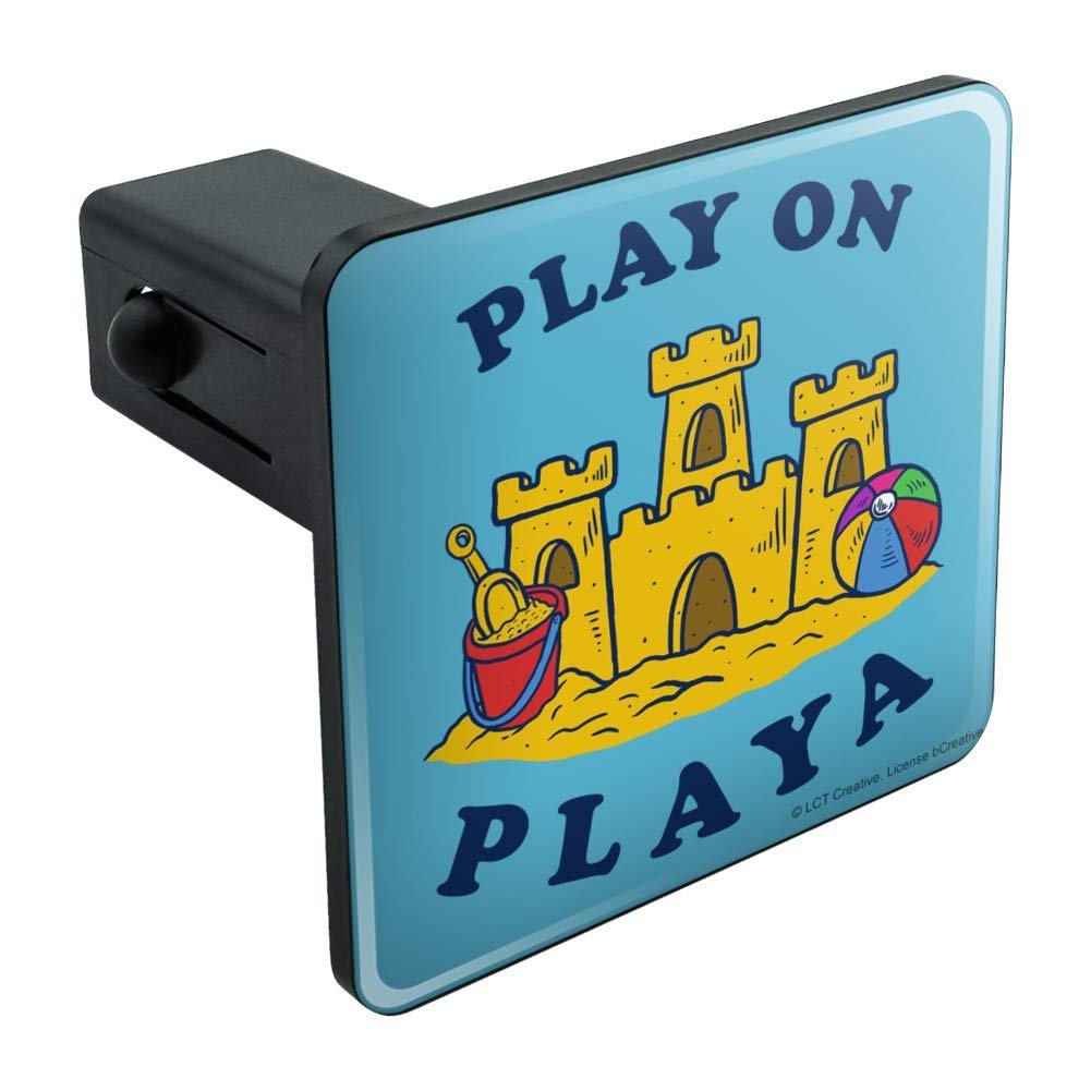 Play On Playa Player Sandcastle Funny Tow Trailer Hitch Cover Plug Insert For 1 25 In Receivers Black Abs Plastic With Uv