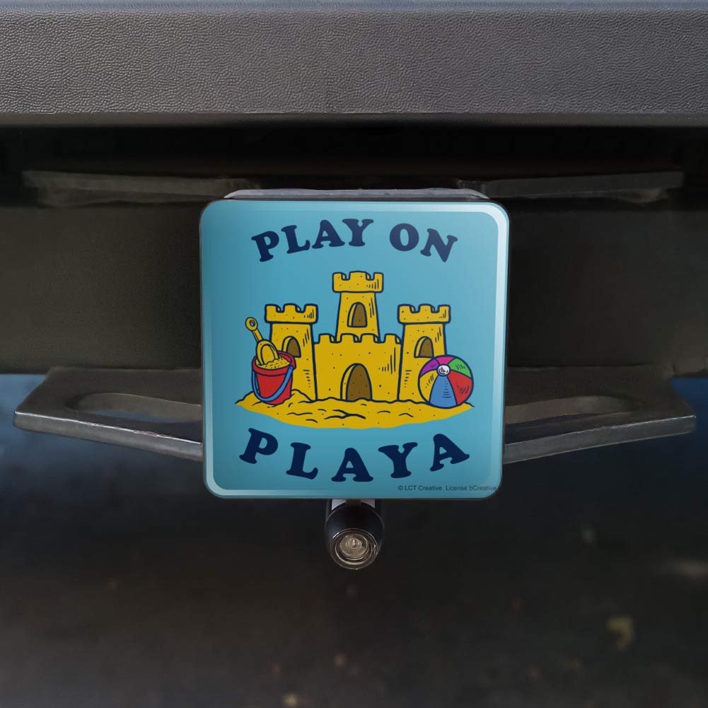 Play On Playa Player Sandcastle Funny Tow Trailer Hitch Cover Plug Insert For 1 25 In Receivers Black Abs Plastic With Uv