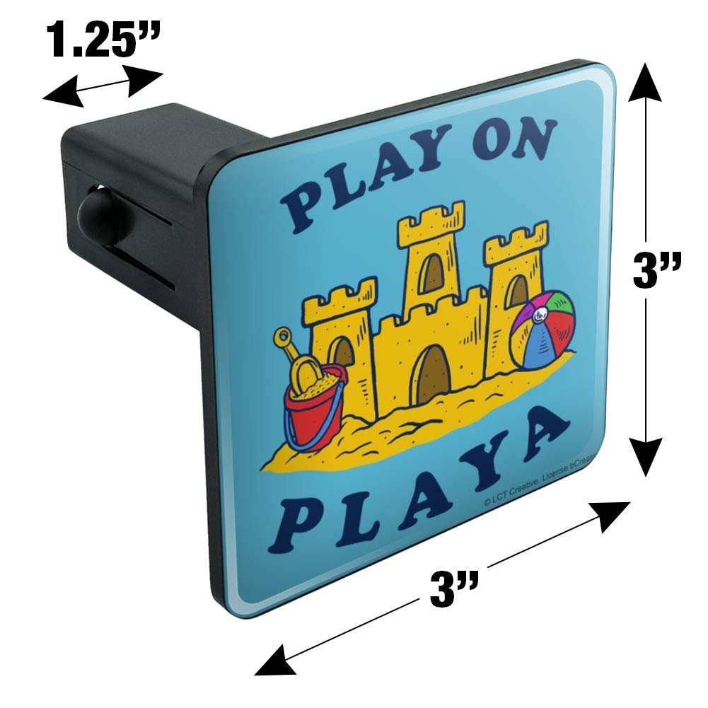 Play On Playa Player Sandcastle Funny Tow Trailer Hitch Cover Plug Insert For 1 25 In Receivers Black Abs Plastic With Uv
