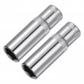 Uxcell 2 Pcs 1 4 Inch Drive 11mm 6-point Deep Socket Metric Steel With Chrome Plated