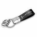 Ipick Image Compatible With Lincoln Black Real Leather Strap Chrome Round Hook Metal Key Chain